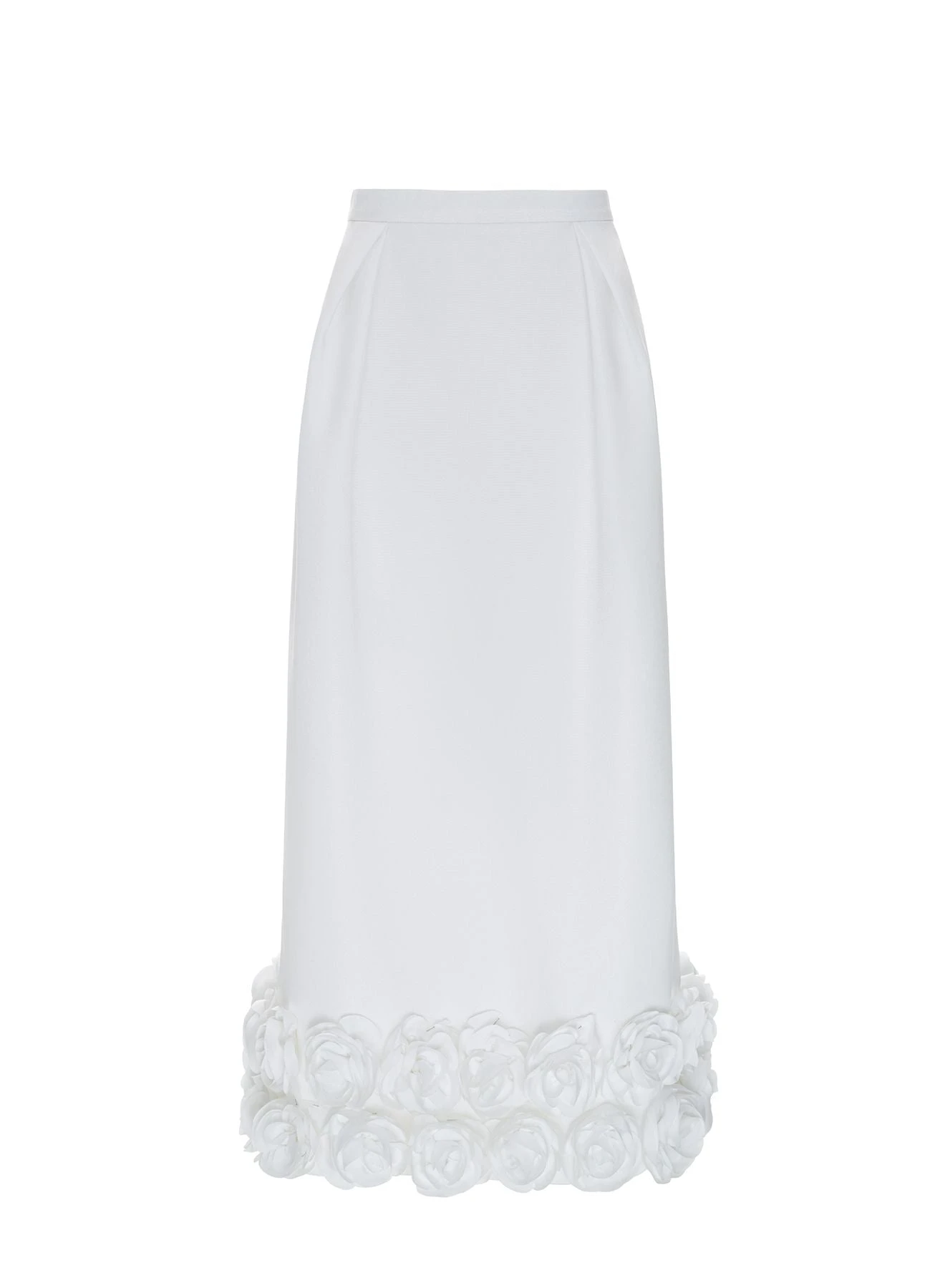 Avery Midi Skirt in White Faille