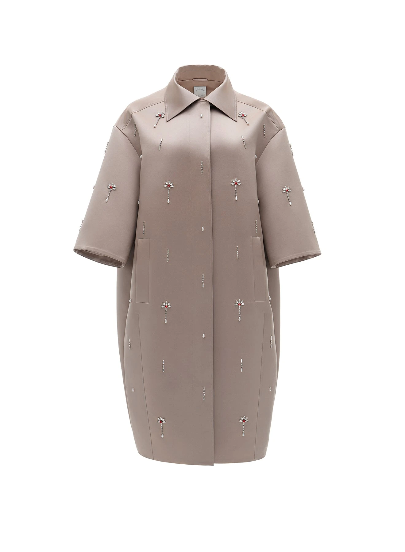 Aria Coat in Pale Brown Duchesse