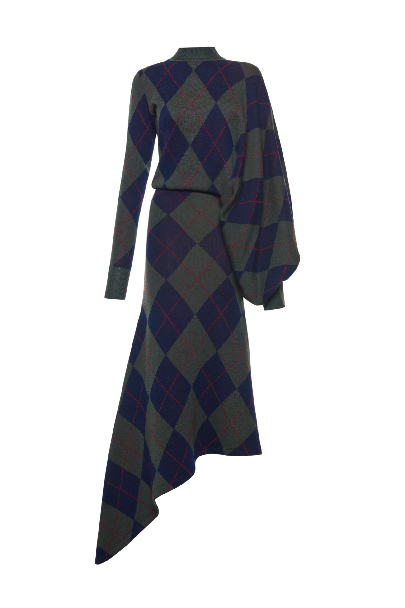 A.W.A.K.E. MODE dress The Argyle Knitted Dress Navy Green A.W.A.K.E. MODE dress