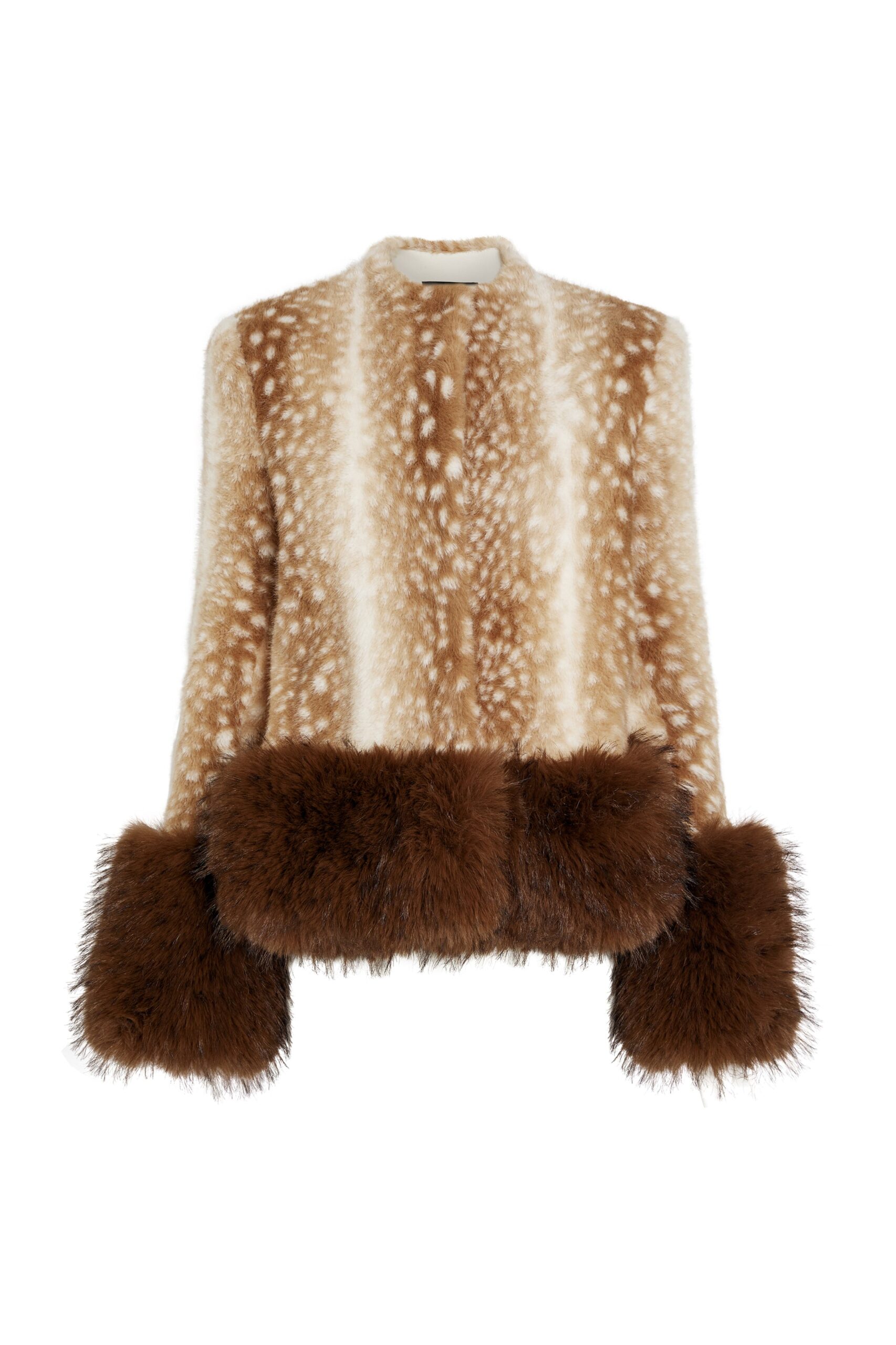 A.W.A.K.E. MODE jacket The Faux Fur Cropped Jacket Beige Brown A.W.A.K.E. MODE jacket