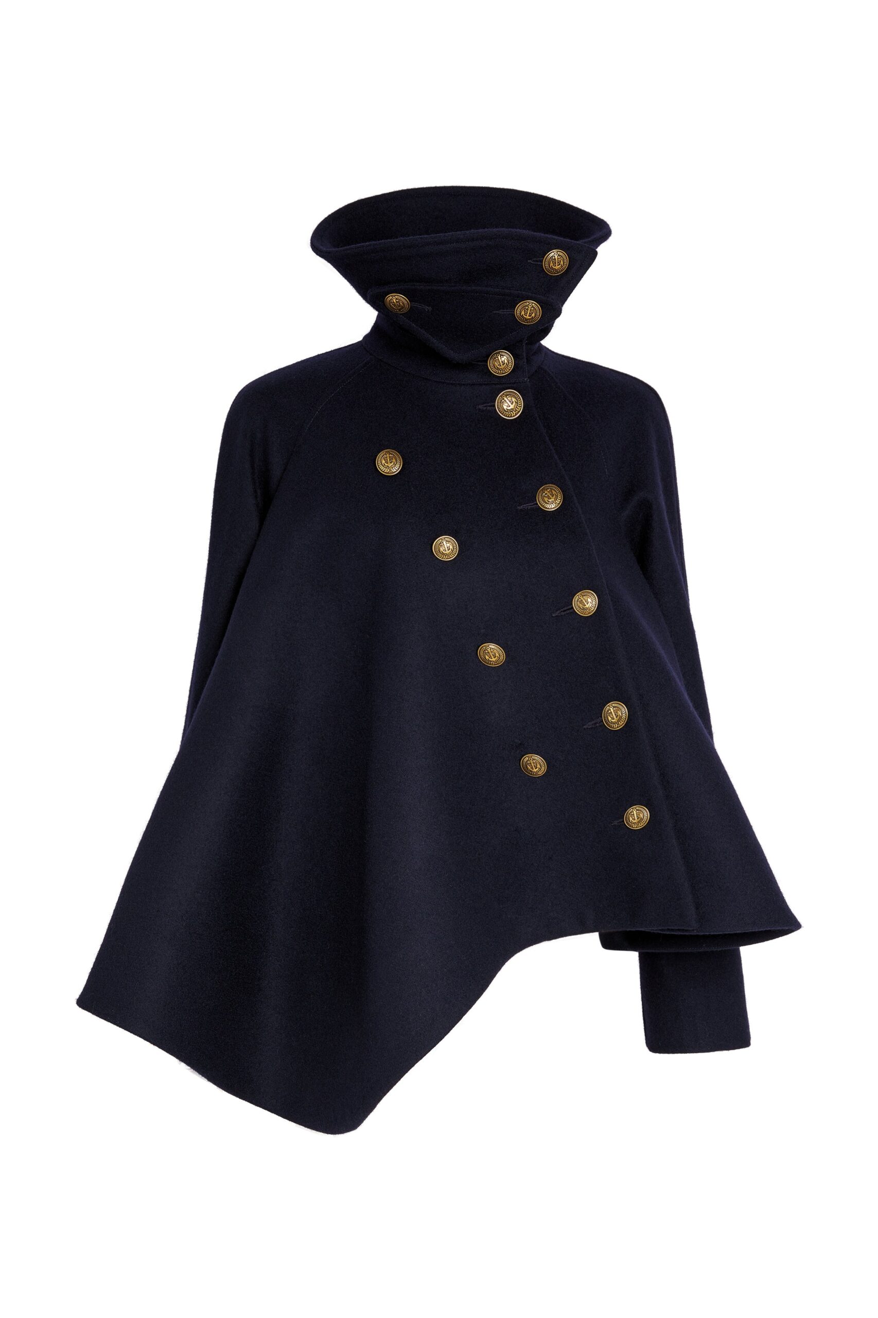 A.W.A.K.E. MODE coat The Flared Pea Coat With High Collar And Gold Buttons Navy A.W.A.K.E. MODE coat
