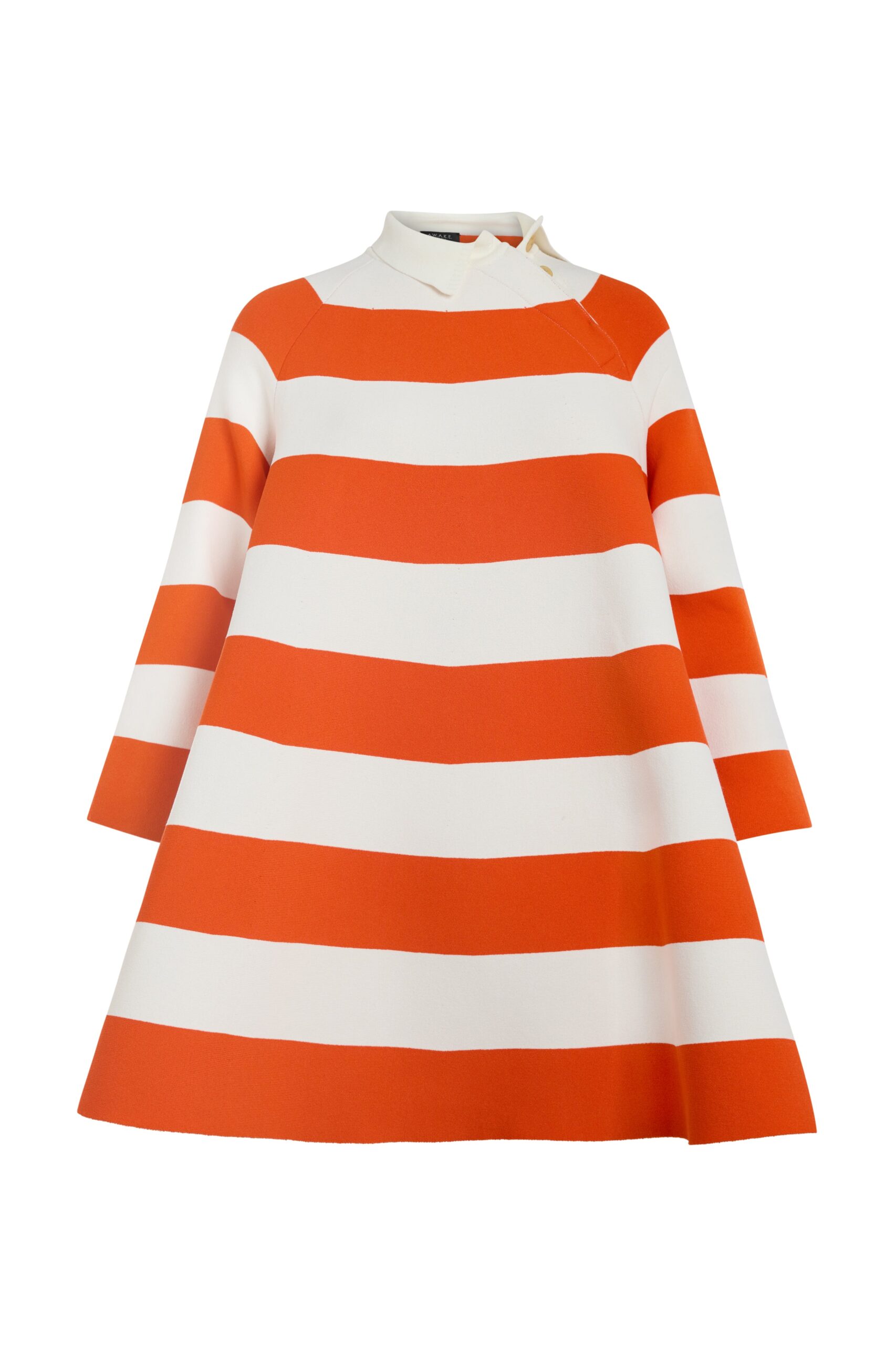 A.W.A.K.E. MODE dress The Knitted Flared Mini Dress With Asymmetric Collar Red White Striped A.W.A.K.E. MODE dress