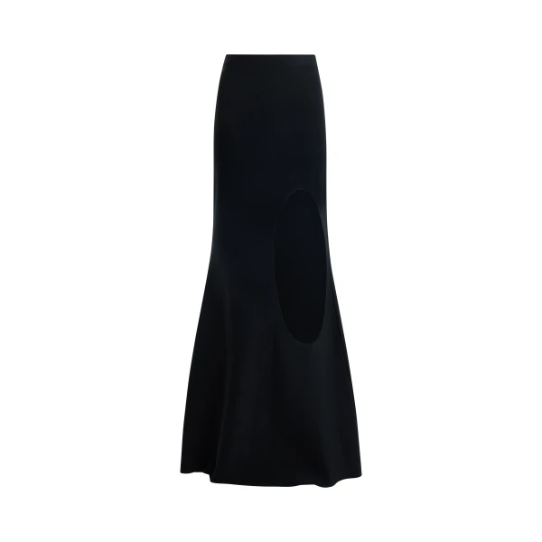 Knitted Flared Skirt With Cut Out Black