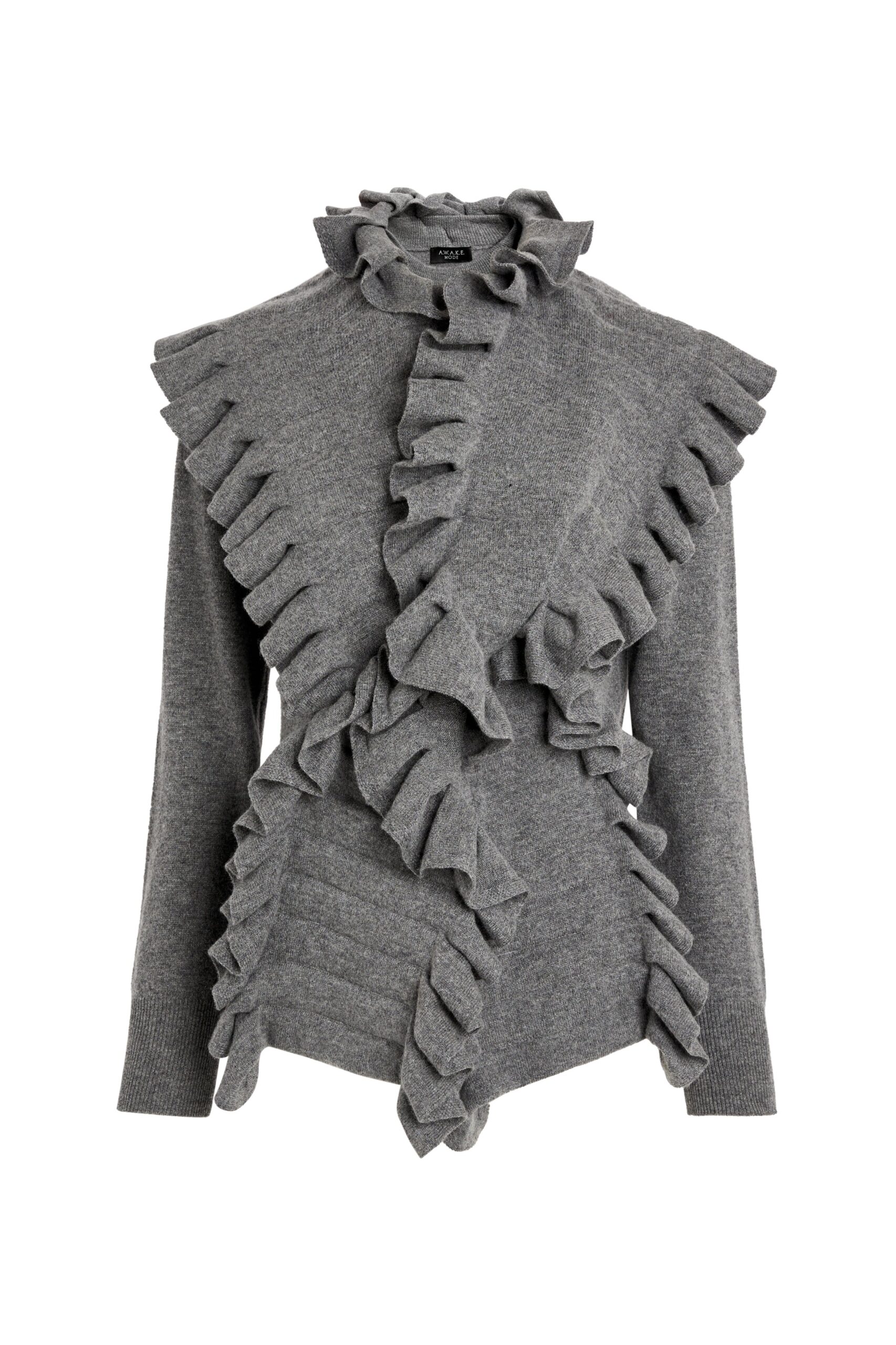 A.W.A.K.E. MODE knitwear The Knitted Jumper With Front Panels Mid Grey Melange A.W.A.K.E. MODE knitwear