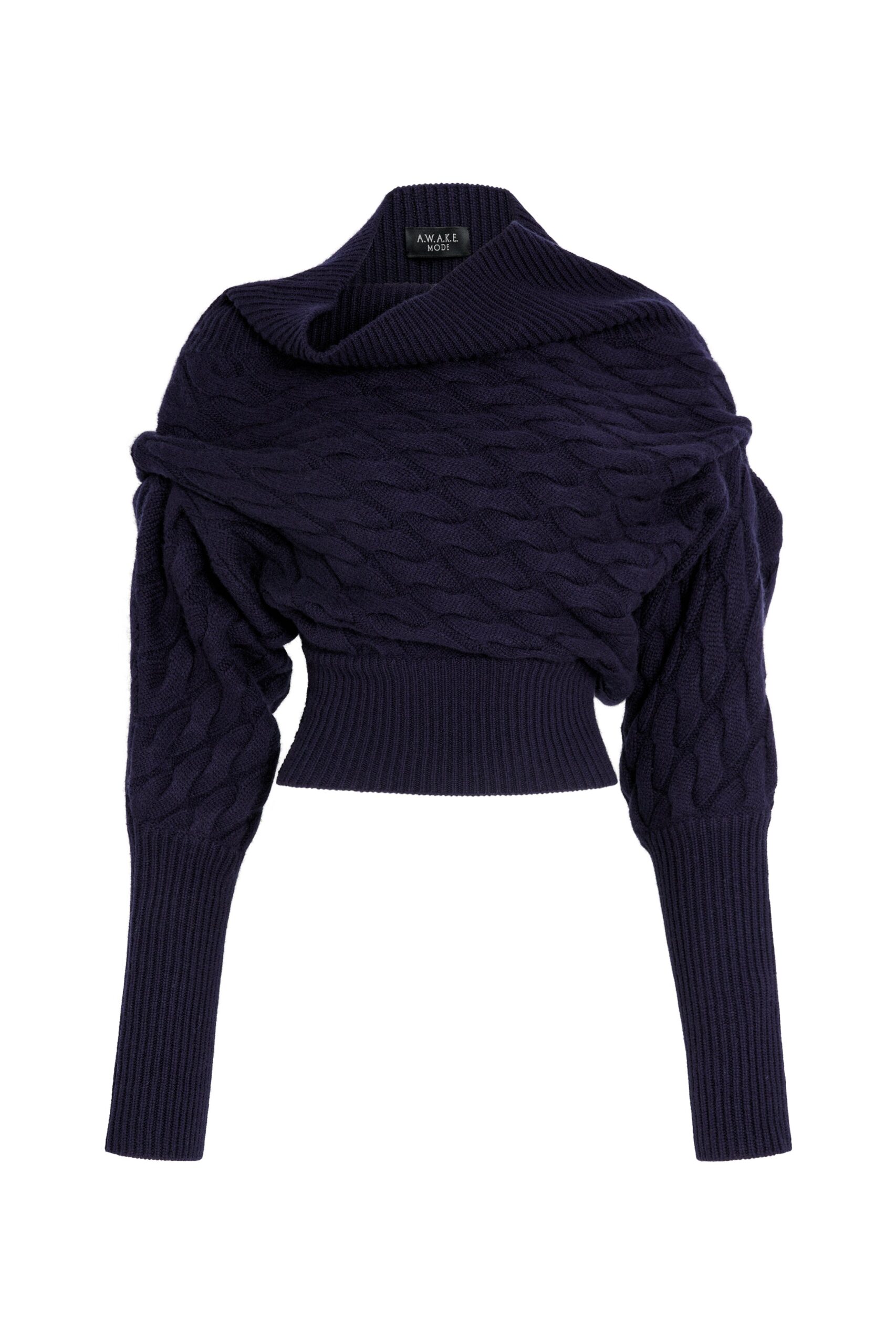 A.W.A.K.E. MODE top The Knitted Top Cable Knit Navy A.W.A.K.E. MODE top