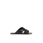 ATP Atelier Allai in Black Contrast Stitch Flat Sandals