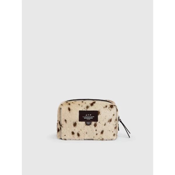 ATP Atelier Capanne in Mandorla Cow Print Beauty Bag