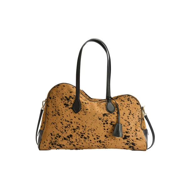 Meda in Cannella and Black Top Handle Bag