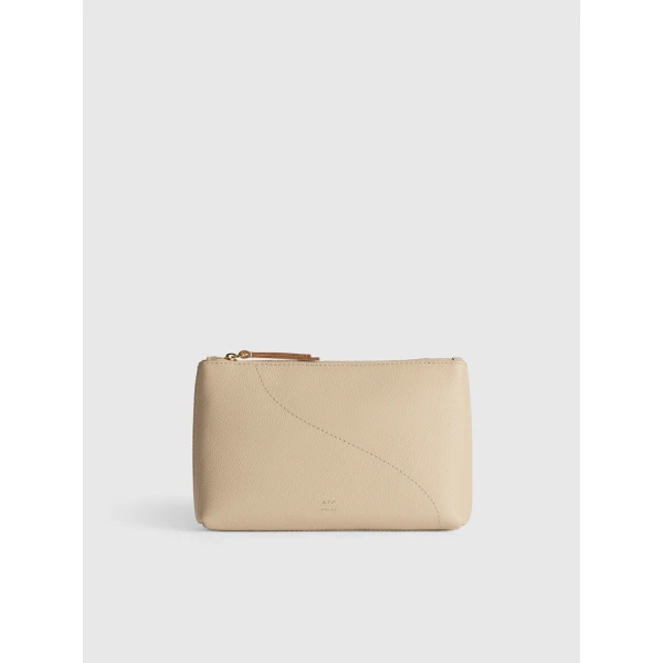 Solaio in Mandorla Grained Leather Beauty Bag - Image 3