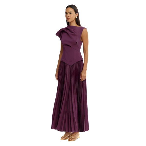 Acler Cornmore Midi Dress in Blackcurrant, view 2