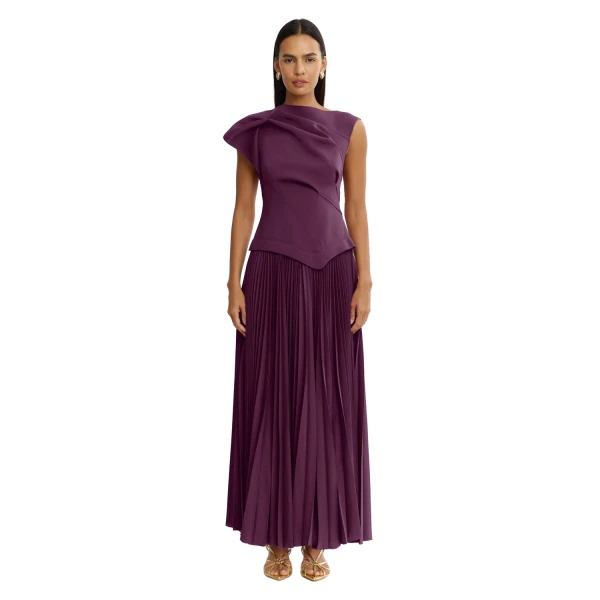 Acler Cornmore Midi Dress in Blackcurrant