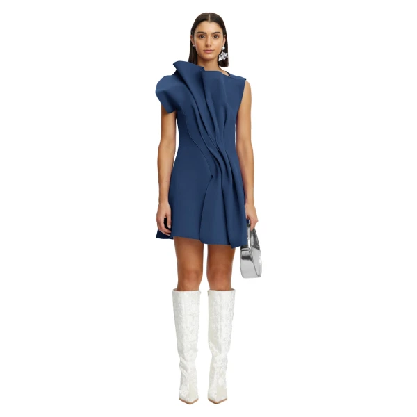 Acler Hawkley Mini Dress in Misty Blue