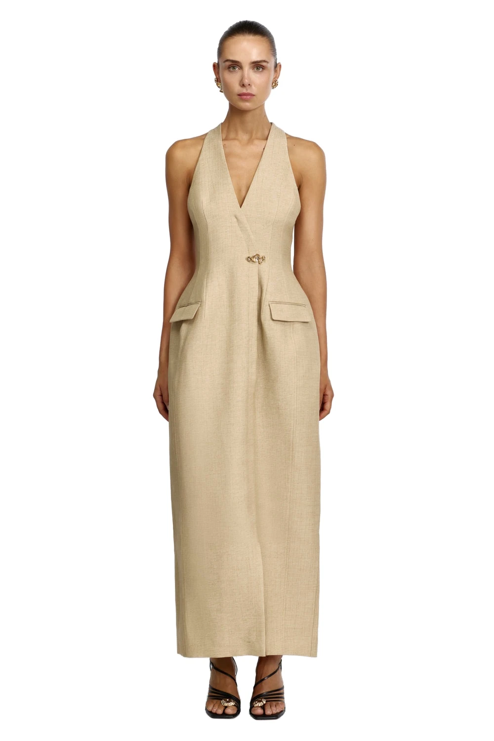 Acler Mcalroy Maxi Dress in Paper Bark, Beige Dresses
