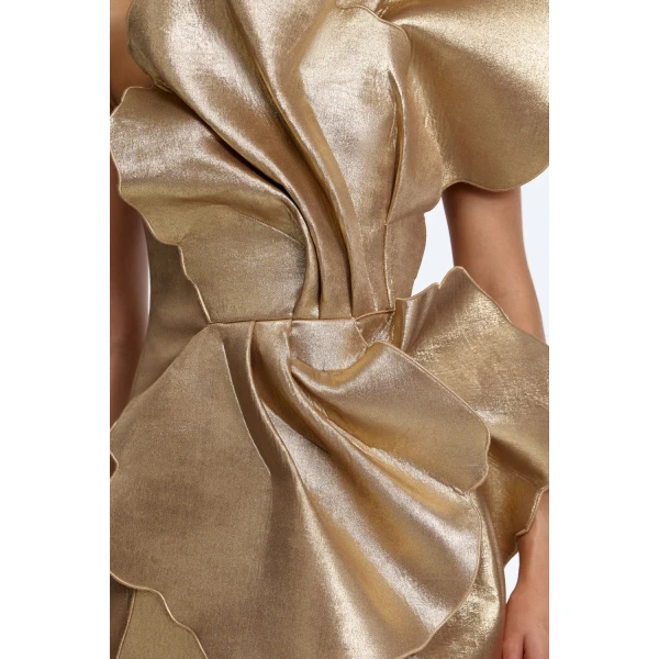 Acler Oakenzale Mini Dress in Gold, view 4
