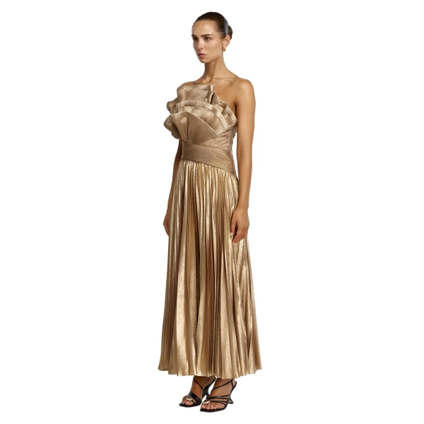 Acler Penda Maxi Dress in Gold, view 2