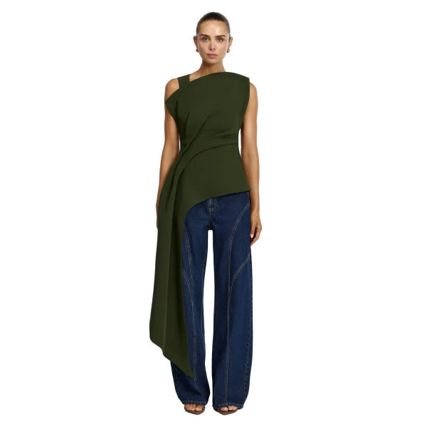 Acler Quindus Top in Shadow Green, view 5