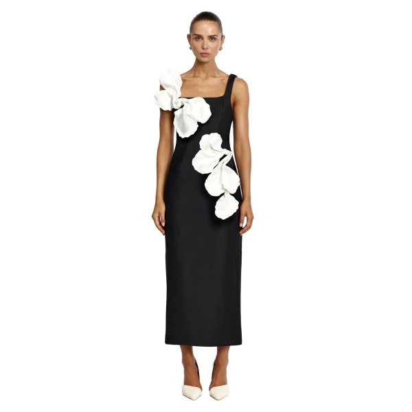 Acler Radburn Maxi Dress in Black & Ivory