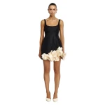 Acler Winchester Mini Dress in Black & Buttercream