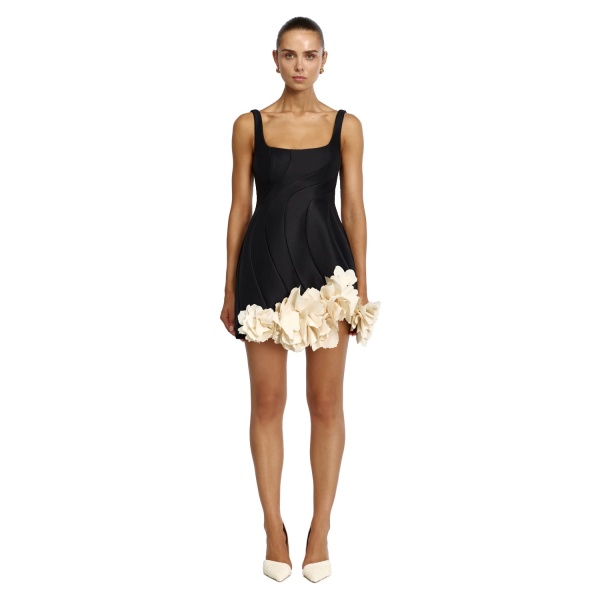 Acler Winchester Mini Dress in Black & Buttercream