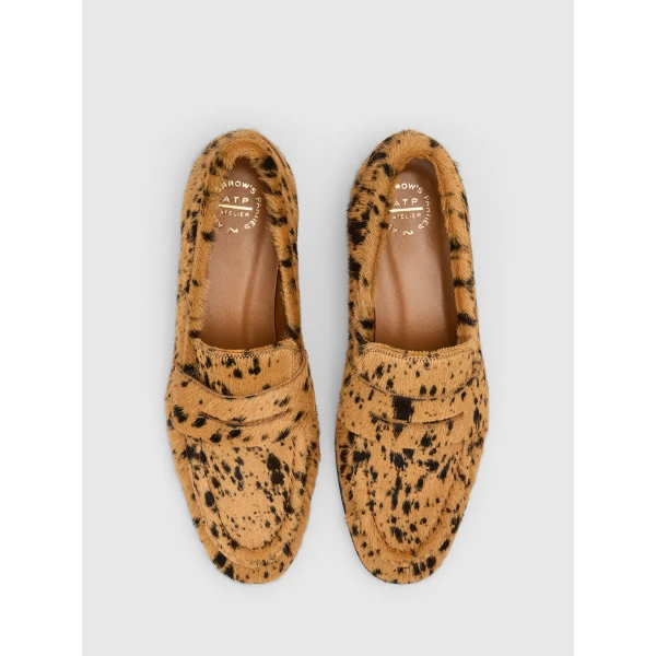 ATP Atelier Airola in Cannella Cow Print Loafers Brown