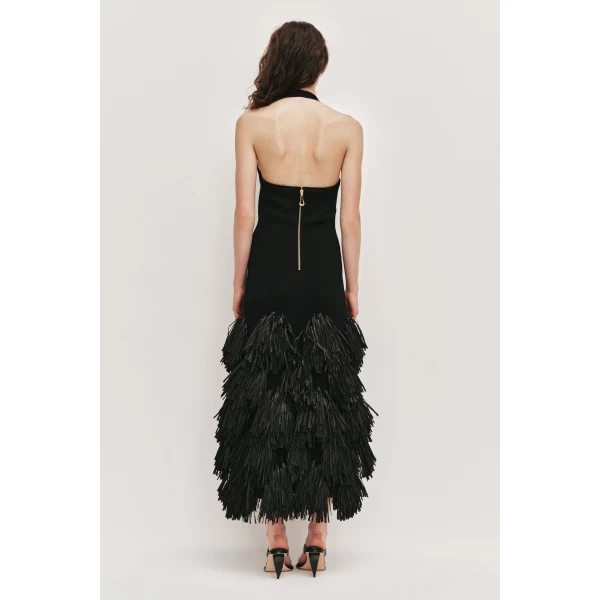 Aje Elva Raffia Knit Midi Dress