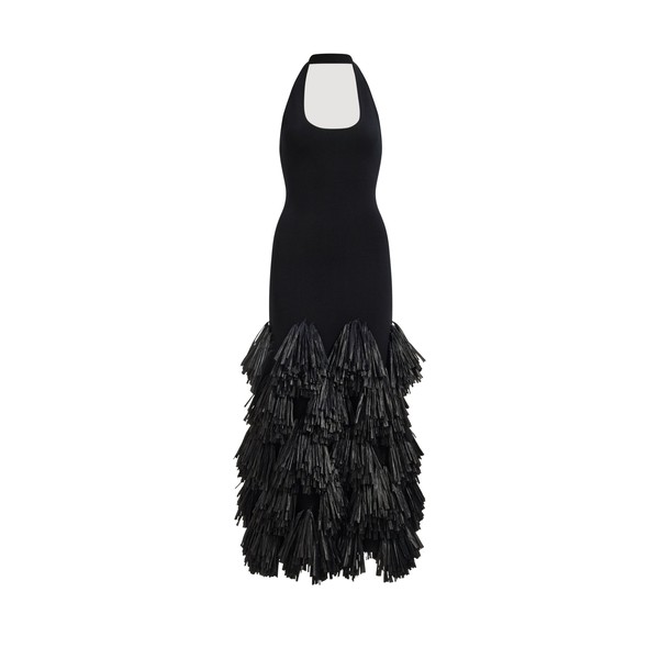 Aje Elva Raffia Knit Midi Dress