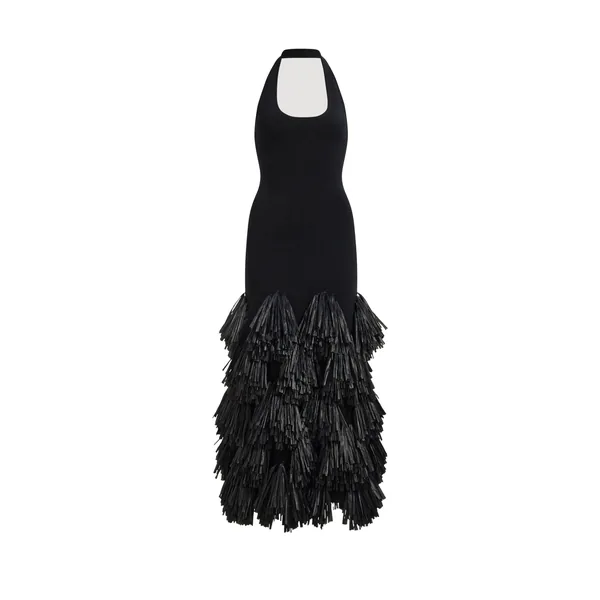 Aje Elva Raffia Knit Midi Dress