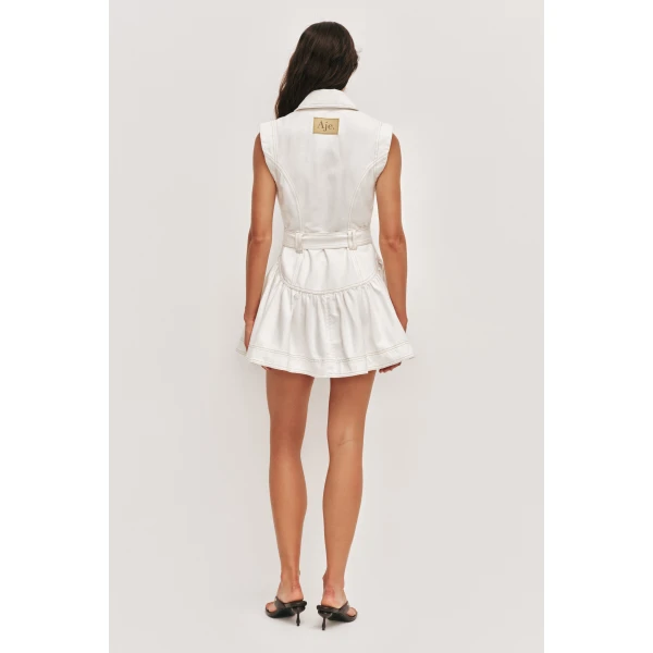 Aje Liliana Belted Denim Mini Dress