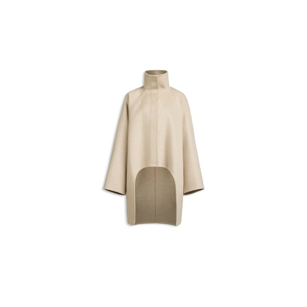 Alaia asymmetric double face cashmere coat in beige