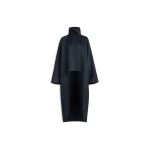 Alaia asymmetric double face cashmere coat in midnight