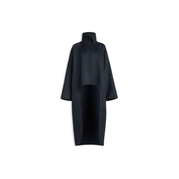 Alaia asymmetric double face cashmere coat in midnight