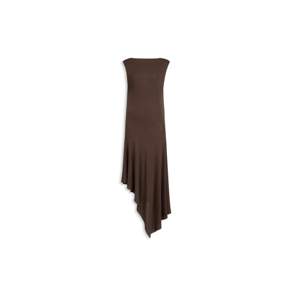 Backless Jersey Crepe Dress in Dark Brown