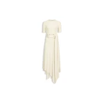 Alaia belted jersey dress in creamy white