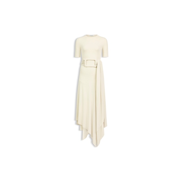 Alaia belted jersey dress in creamy white