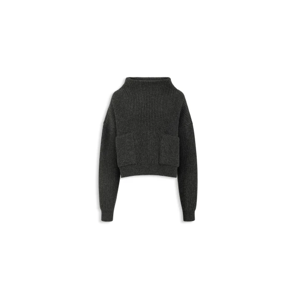 Cashmere Pocket Jumper in Dark Grey