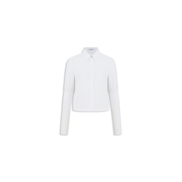 Alaia cotton poplin shirt with ribbed sleeves