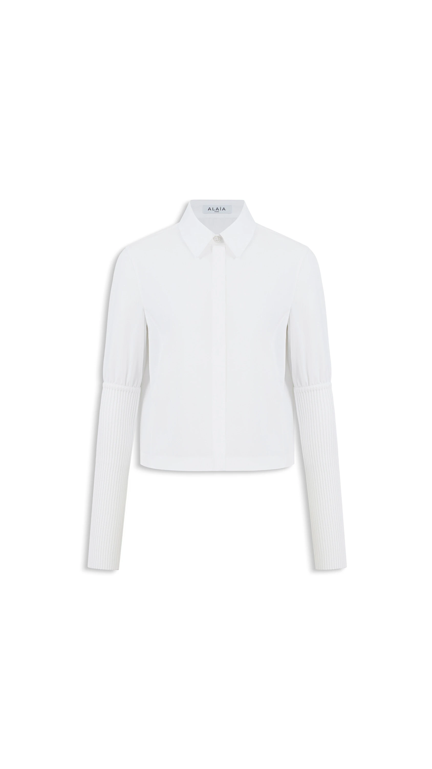 Alaia Cotton Poplin Shirt with Ribbed Sleeves Alaia cotton poplin shirt with ribbed sleeves
