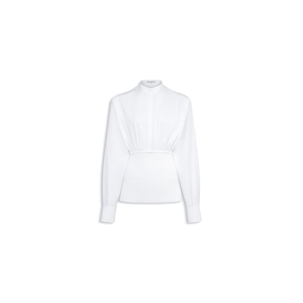 Alaia cotton poplin shirt with ribbed waist