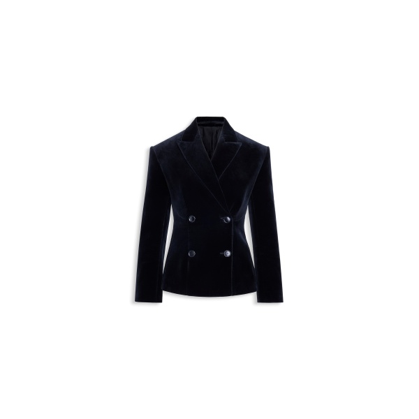Alaia cotton velvet double-breasted jacket in black