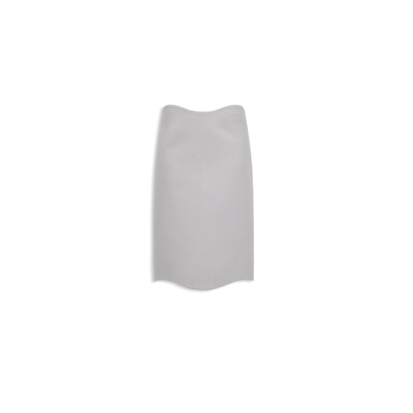 Alaia curved wool crepe skirt in grey
