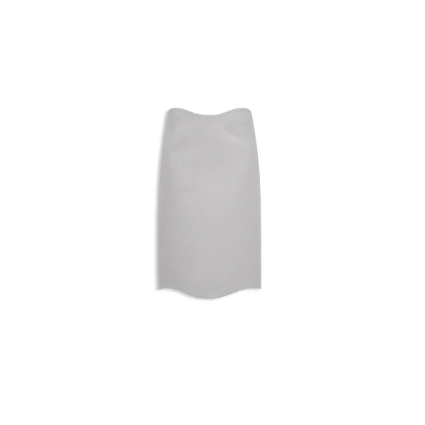 Curved Wool Crepe Skirt in Grey