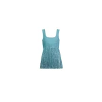 Alaia fringed knit top in blue grey