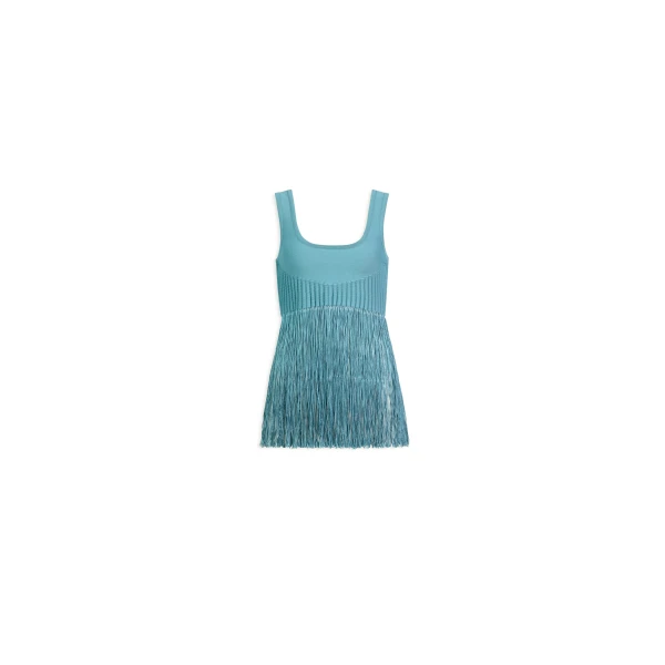 Fringed Knit Top in Blue Grey