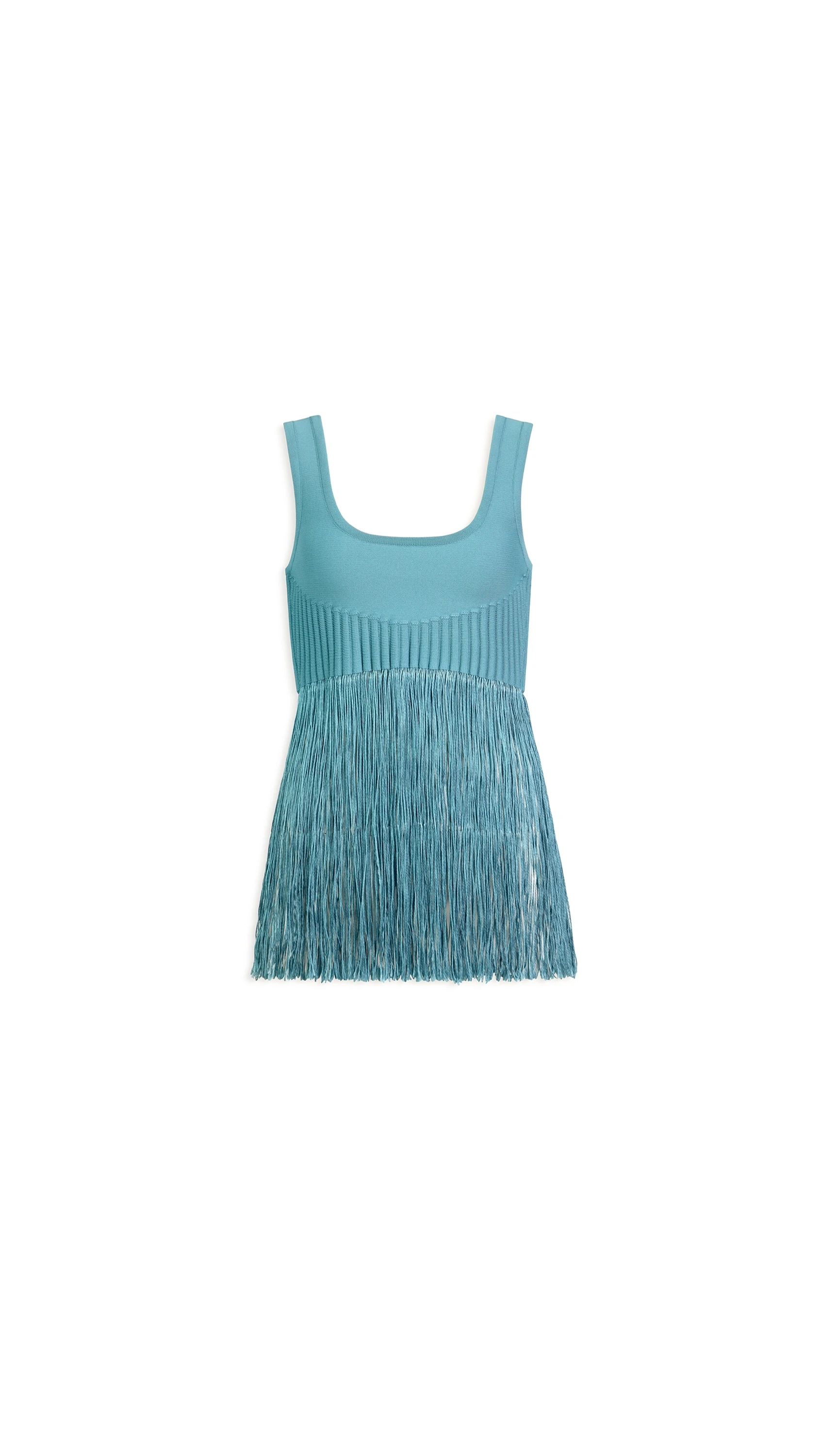Alaia Fringed Knit Top in Blue Grey Alaia fringed knit top in blue grey