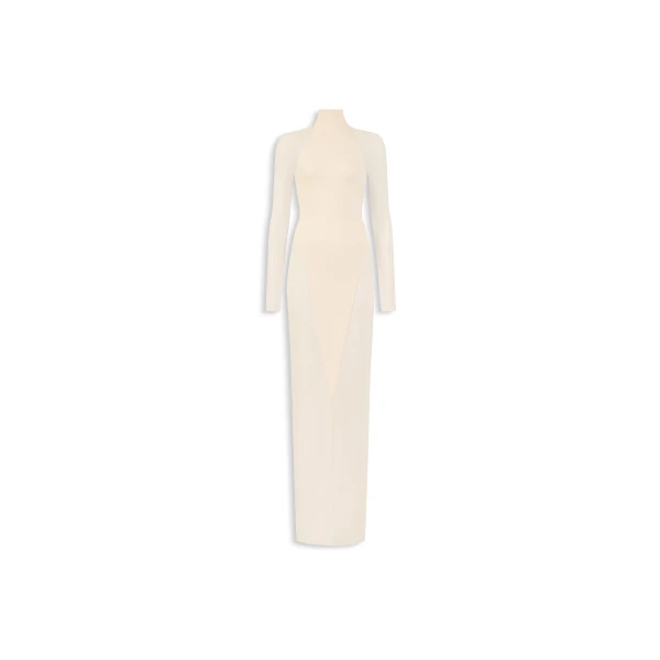 Alaia jersey bodycon dress in pearl white