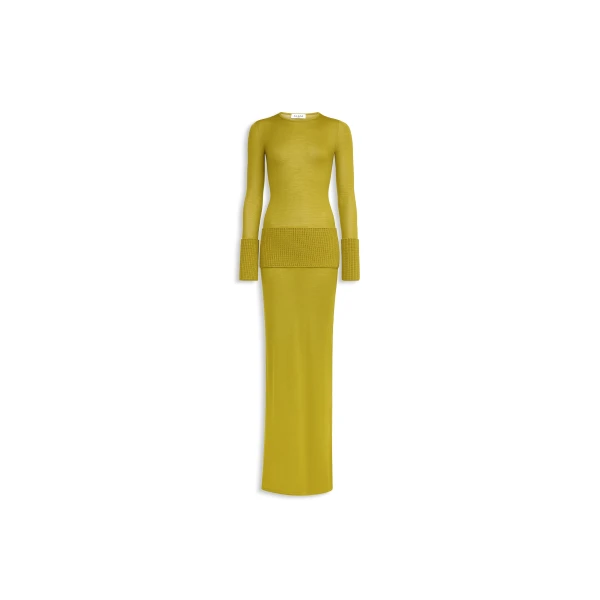 Merino Bodycon Dress in Lime