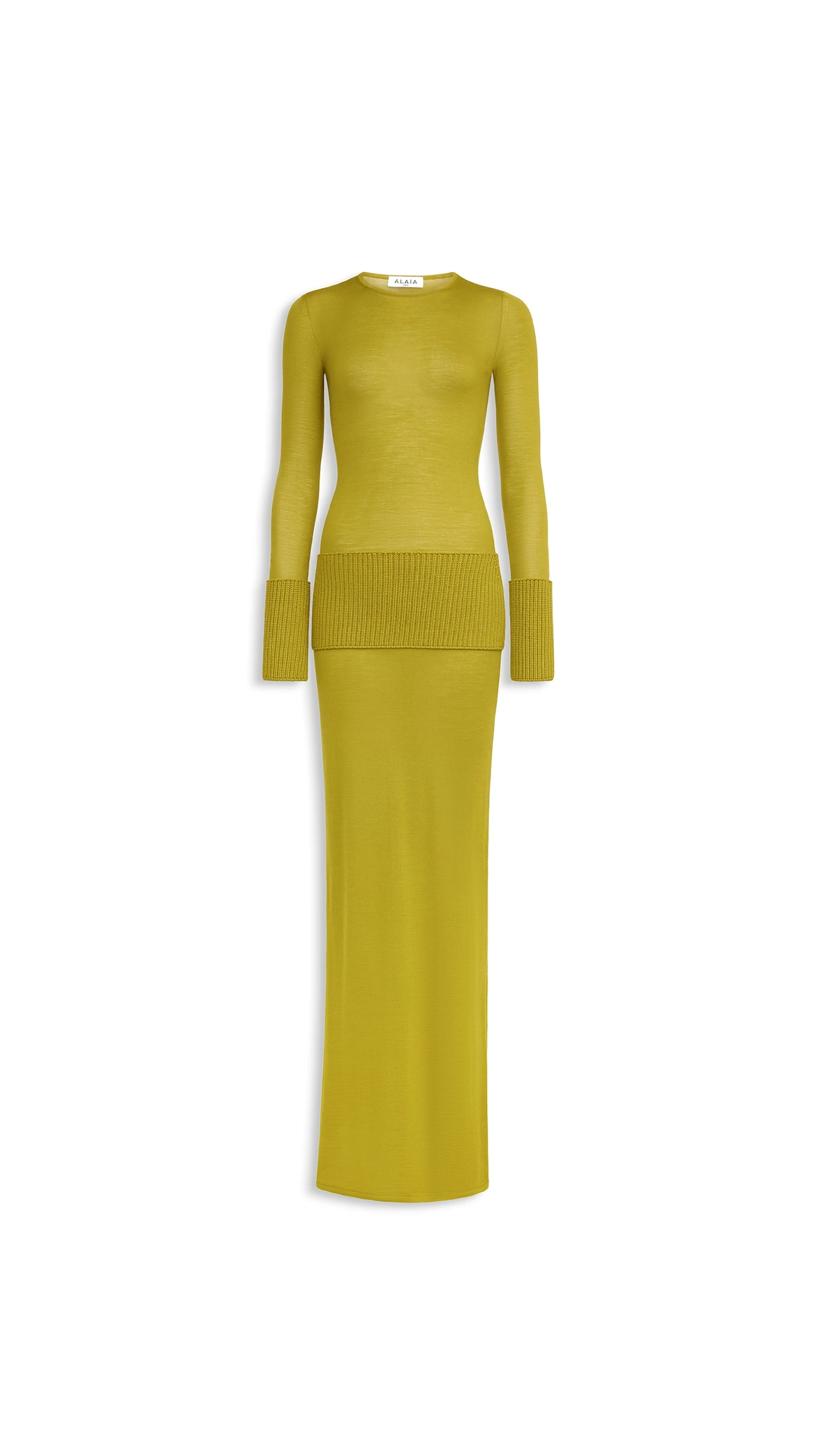 Alaia Merino Bodycon Dress in Lime Alaia merino bodycon dress in lime