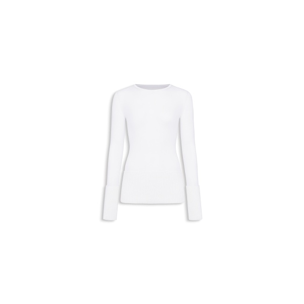 Alaia merino crew neck top in white