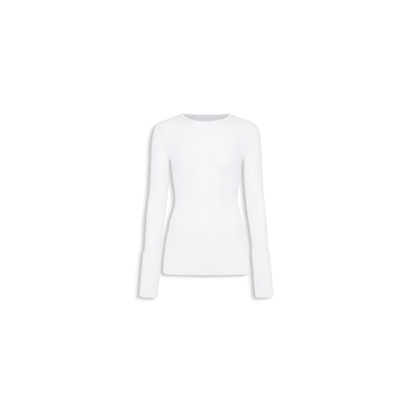 Alaia merino crew neck top in white