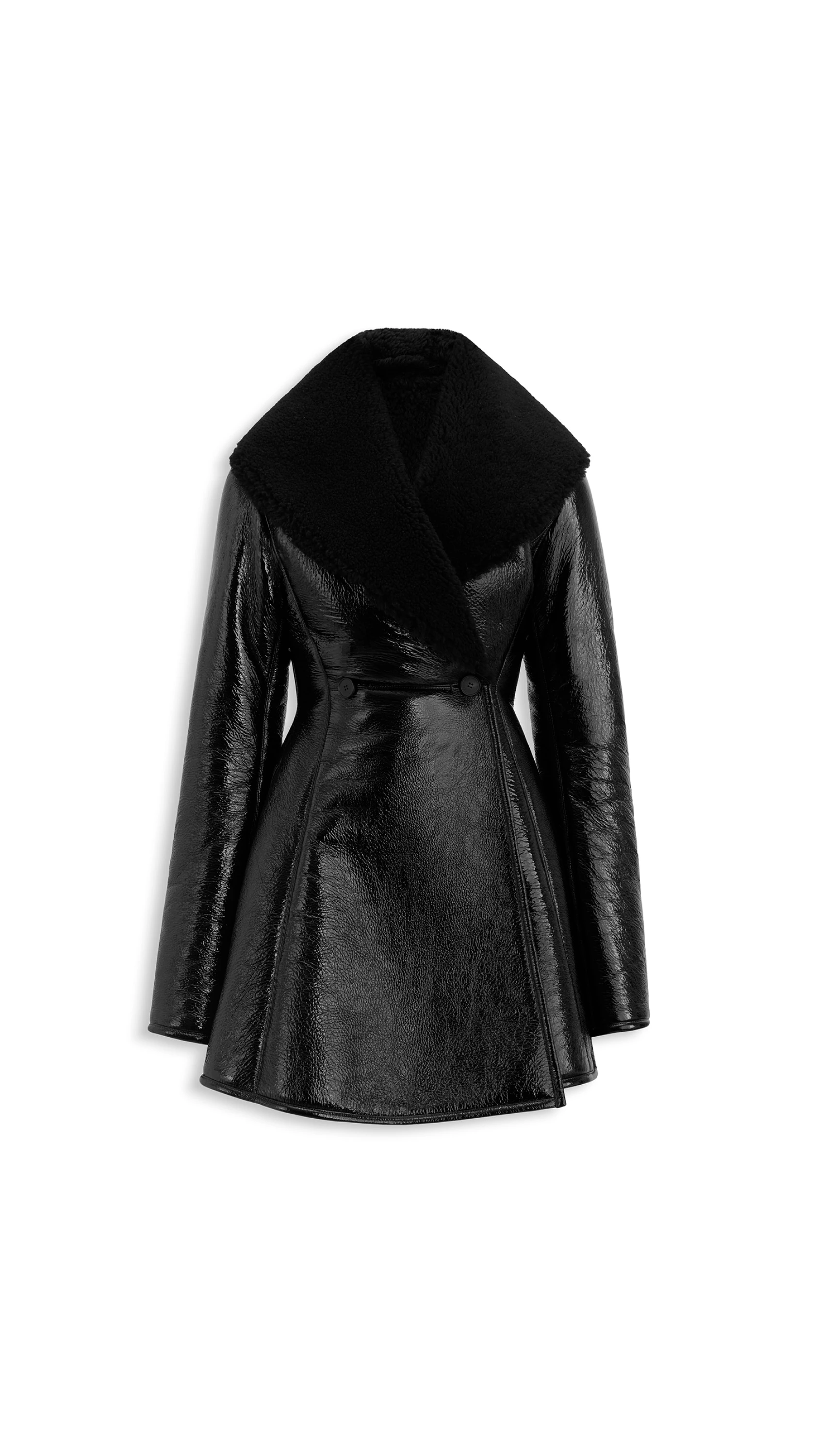Alaia Patent Leather and Shearling Princess Coat Alaia patent leather and shearling princess coat
